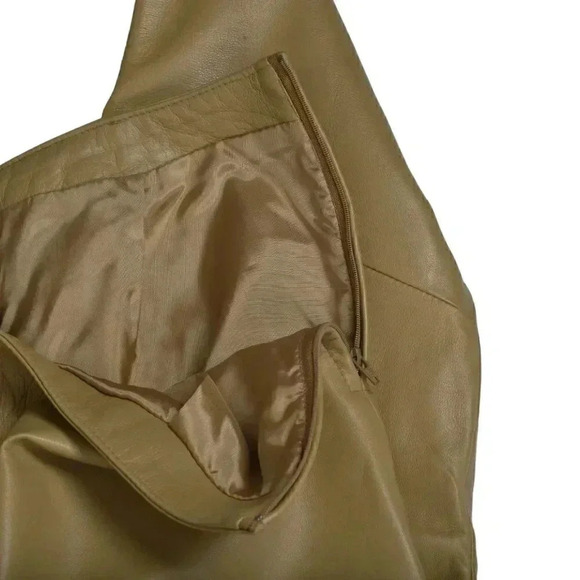 Danier 100%  Genuine Leather Pants High Rise Camel Tan Moto Size 8 - Picture 6 of 12